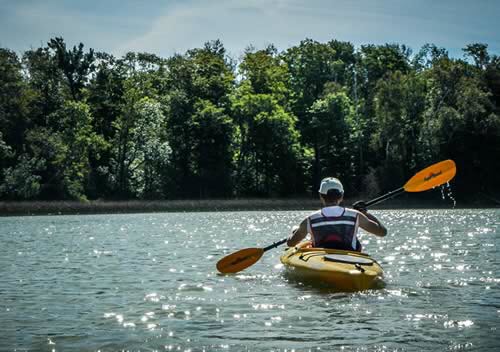 paddling a kayak